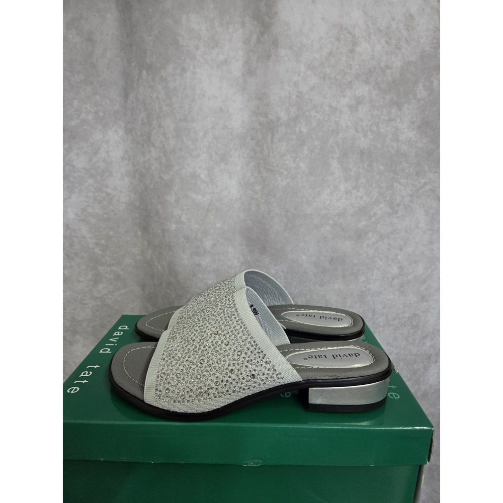 David Tate Premium Slide Sandal Women's Size 8.5 W – Gray Stretch Slip-On (#C11)